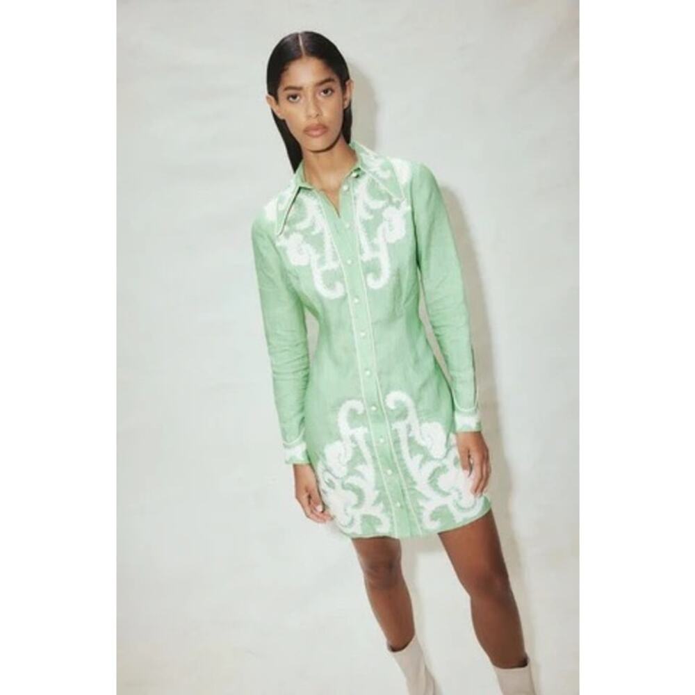 ALÉMAIS Ruby Appliqué Linen Mini Dress Size 6
